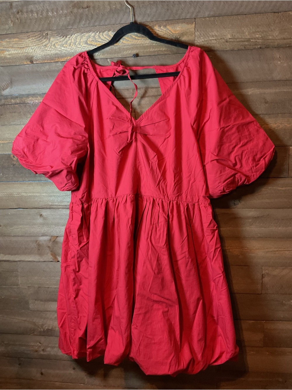 Time and Tru Puff Sleeve Mini Dress Ruby Light - Red Women’s Size XL 16-18 NWT